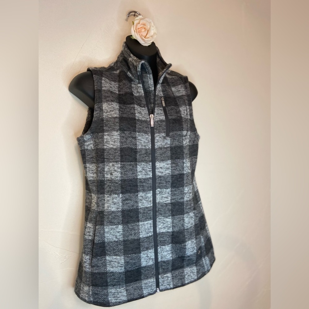 Calvin Klein~Warm Cozy Plaid Fleece Vest~Zip-Up~Pockets~Layering Piece~Size S